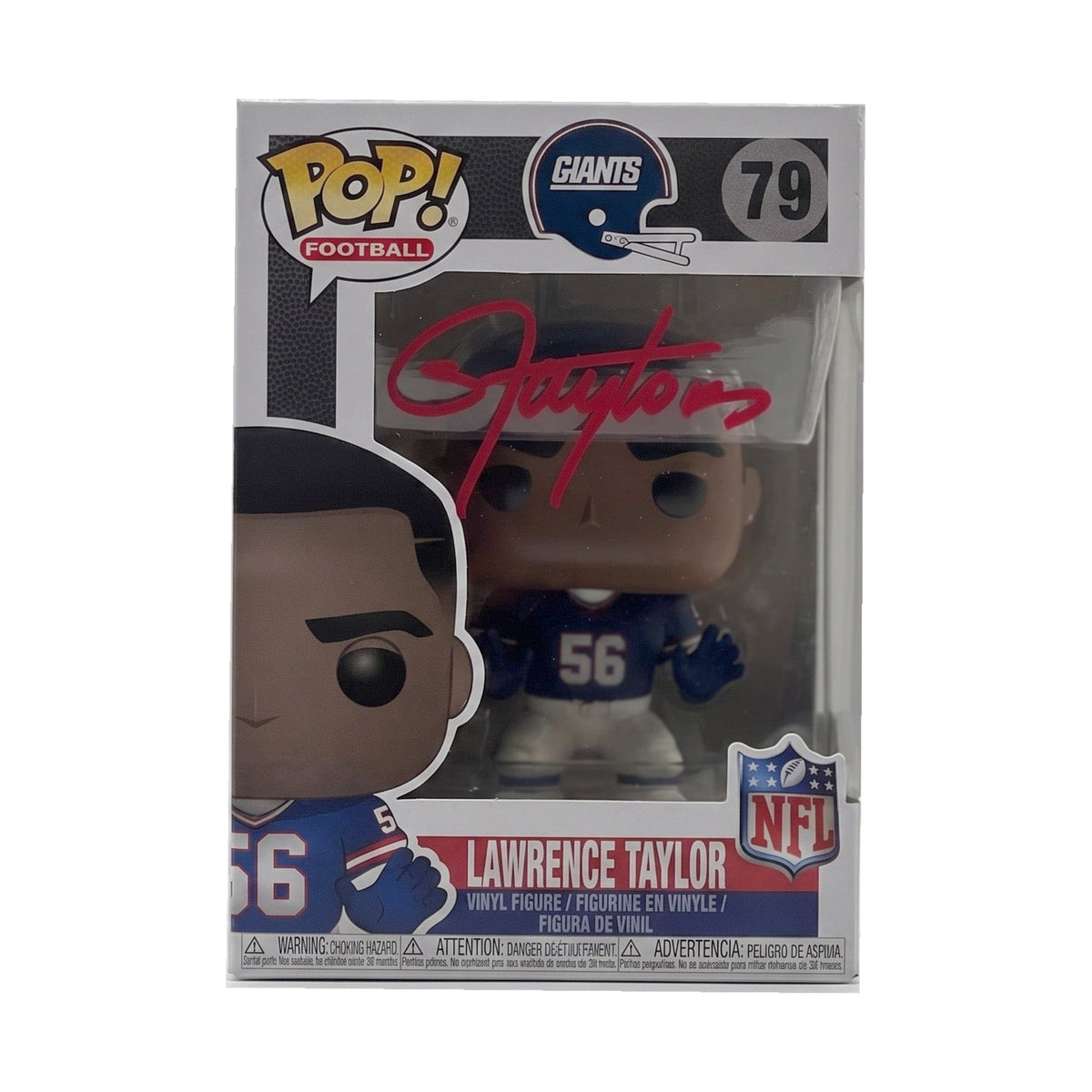 Lawrence Taylor Signed New York Giants #79 Funko Pop – Red Ink