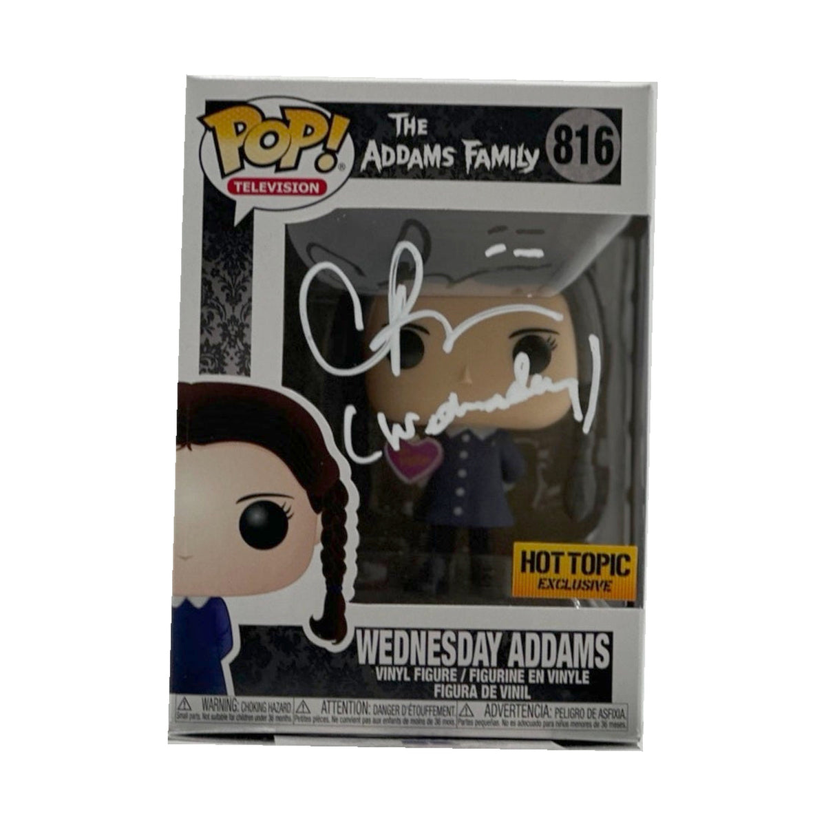Christina Ricci signed Wednesday Addams Funko Pop 816 front