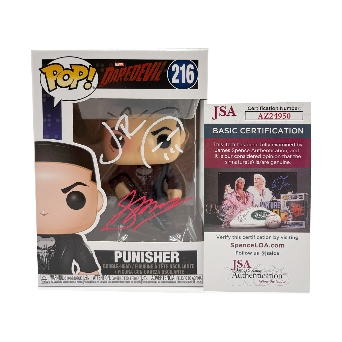 Jon Bernthal & Gerry Conway Dual Signed Punisher #216 Funko Pop – JSA