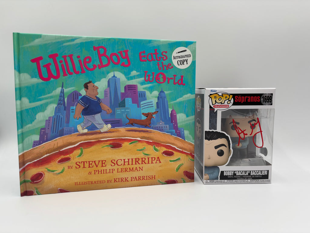 Steve Schirripa Signed Bobby "Bacala" Baccalieri #1699 Funko Pop & WillieBoy Eats the World Bundle