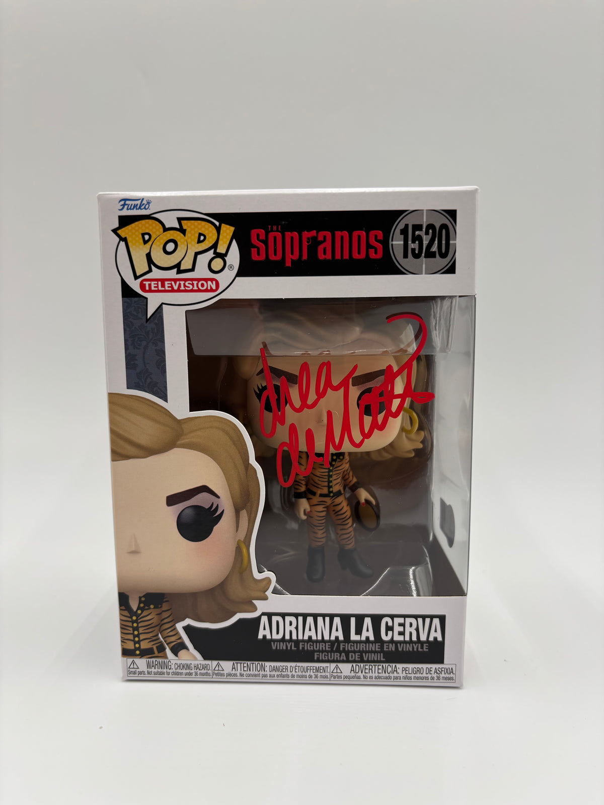 Adriana La Cerva #1520 Funko Pop front signed by Drea de Matteo in red ink