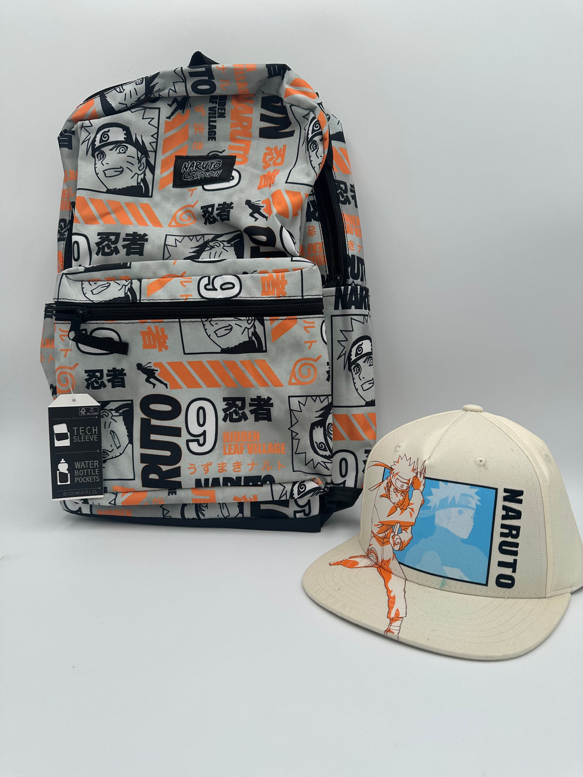 Naruto Shippuden backpack and snapback hat bundle