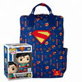 Loungefly DC Comics Superman All-Over Print Full-Size Backpack with Superman Funko Pop #615