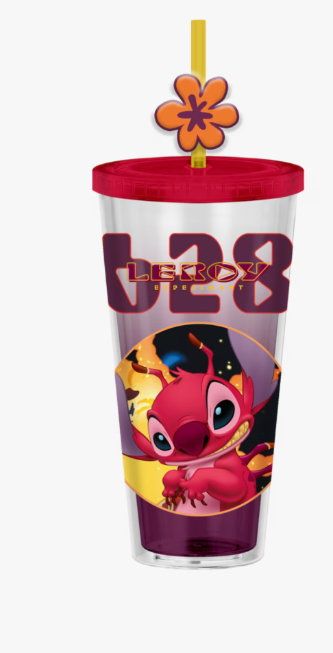 Lilo and Stitch Leroy 24oz Plastic Cold Cup with Lid and Straw