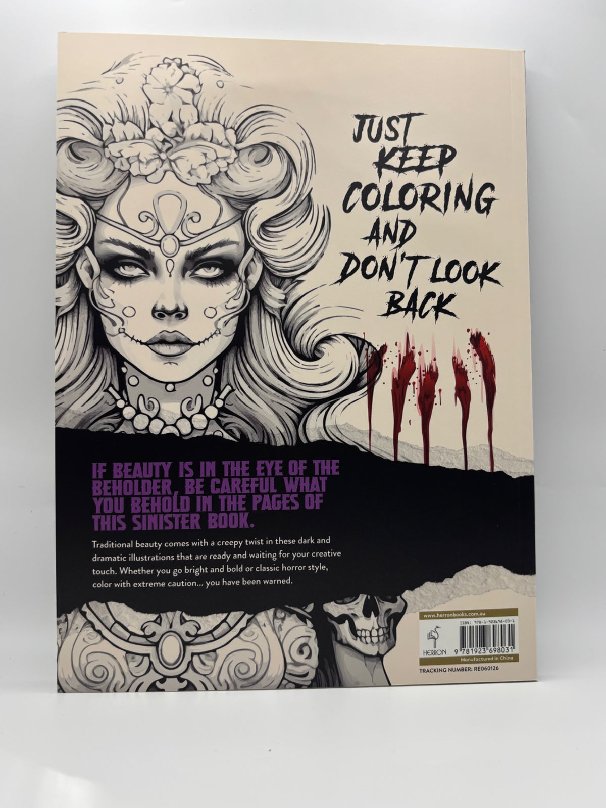 Beauty Horror creepy coloring book back cover