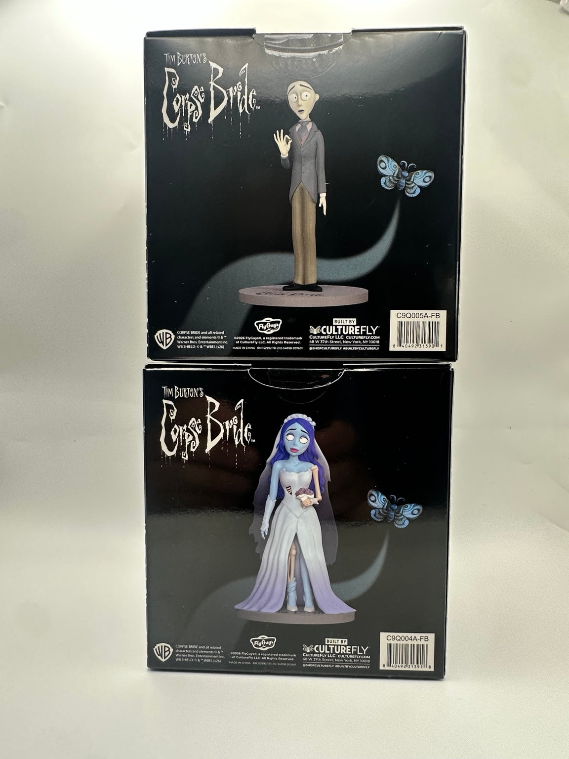 Back of the CultureFly FlyGuys Corpse Bride Victor and Emily vinyl figure boxes
