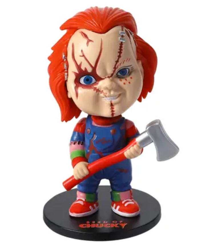 CultureFly Chucky 2004 bobblehead on display base