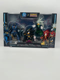 Boxed DC x Sonic the Hedgehog Power vs Speed set featuring Darkseid, Shadow as Batman, Sonic as The Flash and Silver as Green Lantern