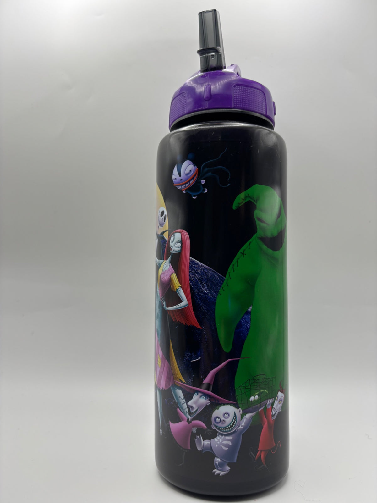 Side of Disney Nightmare Before Christmas character water bottle with Halloween Town characters