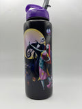 Front of Disney Nightmare Before Christmas character water bottle with Jack Skellington and Sally