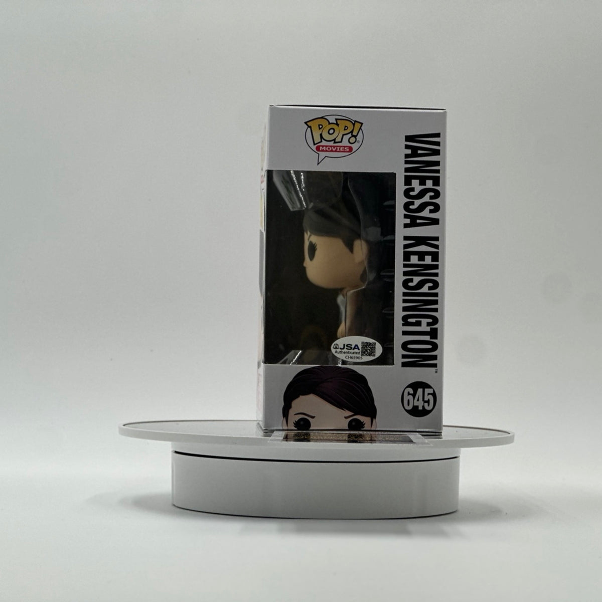 JSA authentication CH65905 on Elizabeth Hurley signed Vanessa Kensington Funko Pop