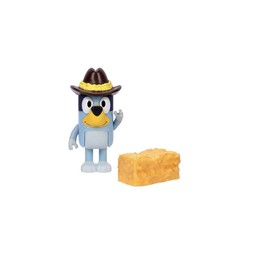 Bluey figure with brown hat and hay bale accessory