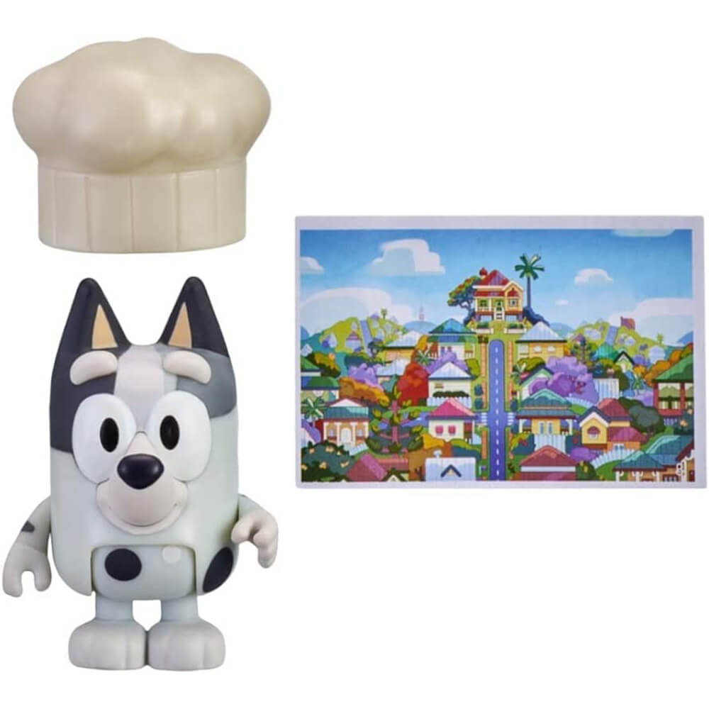 Muffin figure with chef hat and scene card
