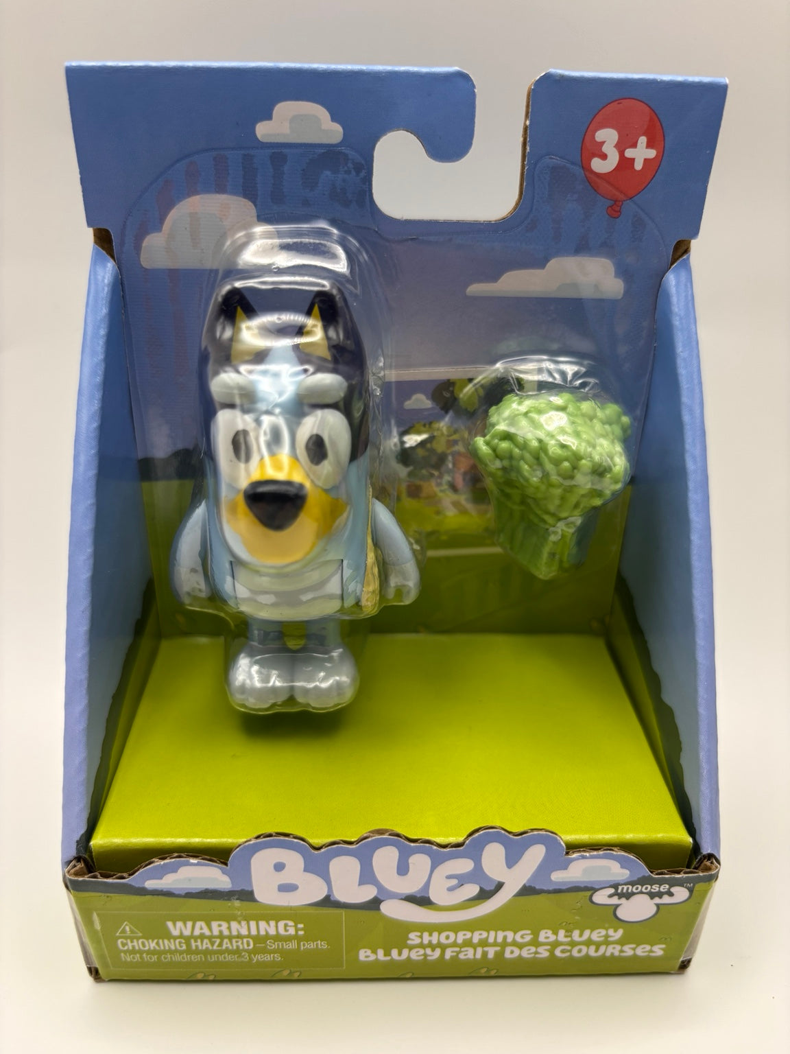 Shopping Bluey figure by Moose Toys in original packaging