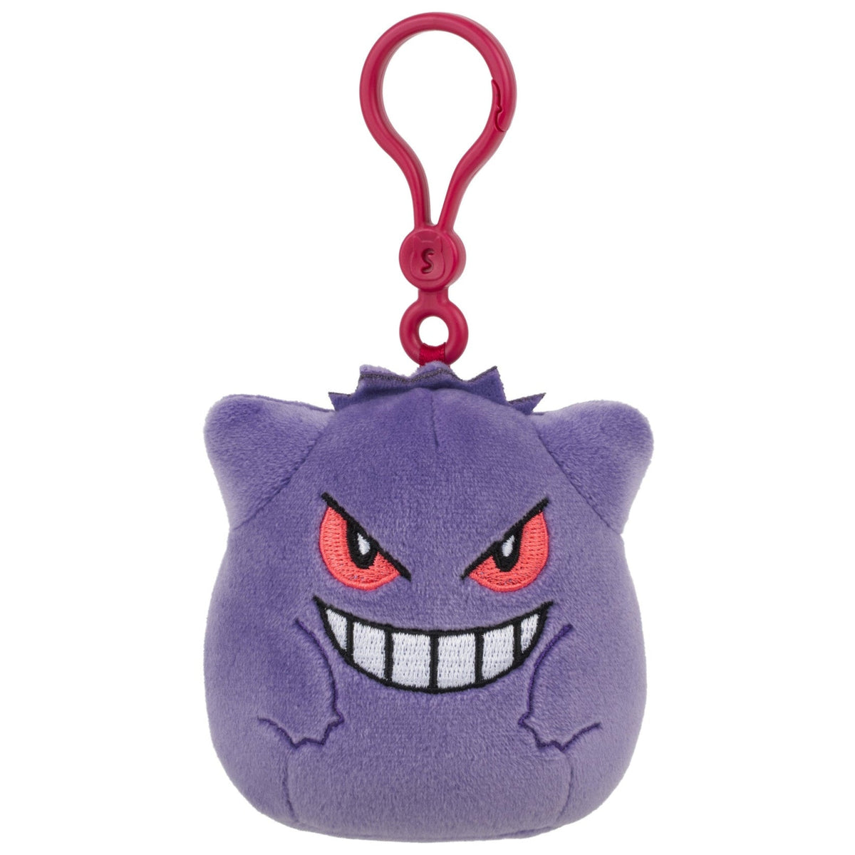 Pokémon Gengar Squishmallows plush bag clip on a white background — manufacturer image