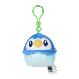 Piplup Squishmallows plush bag clip — front view on white background