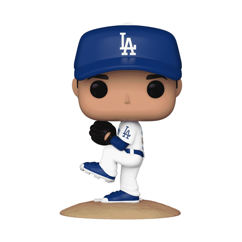 Shohei Ohtani Funko Pop 105 pitching in white Dodgers home uniform