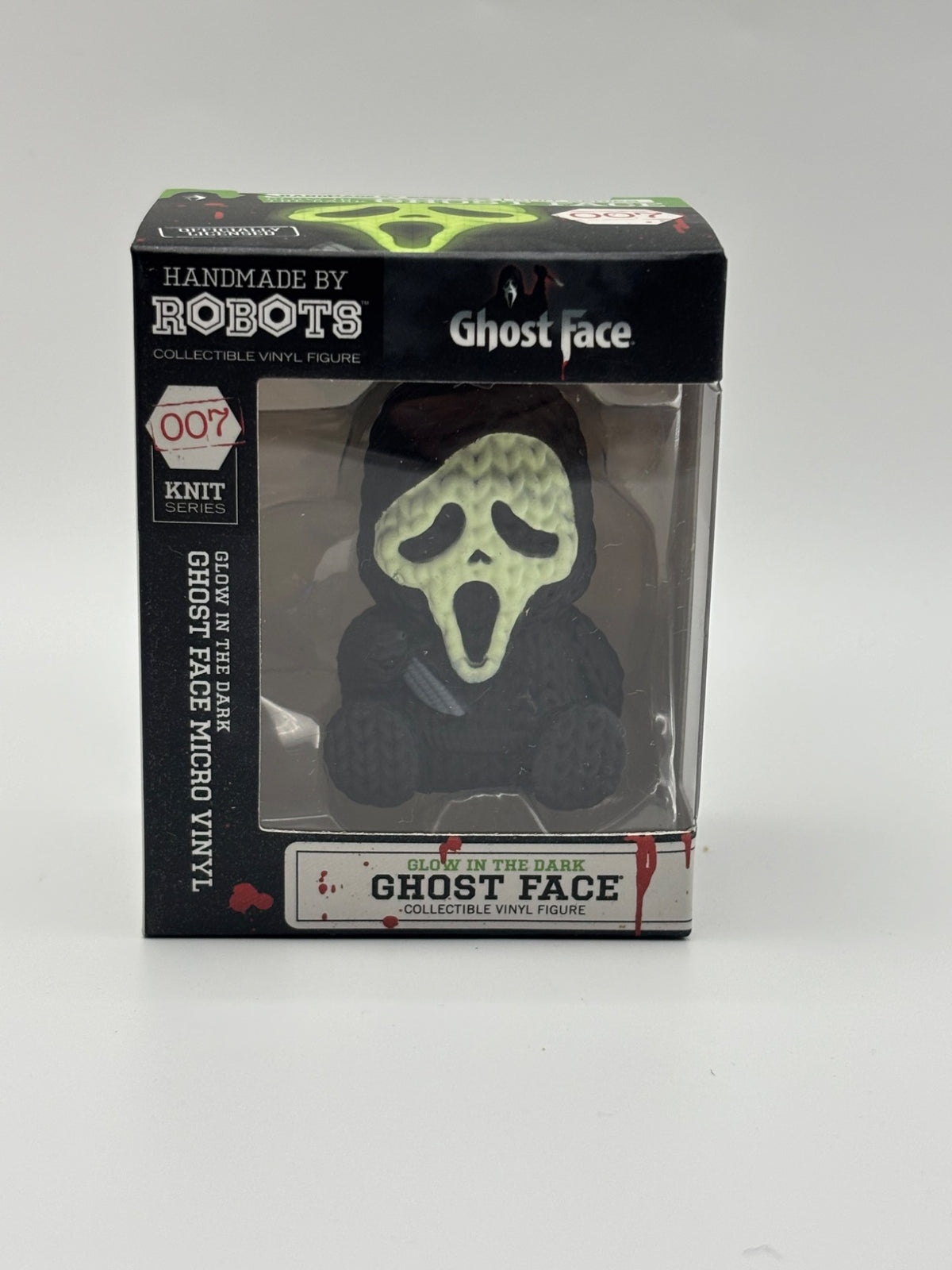 Handmade by Robots Ghost Face glow in the dark Micro Vinyl figure #007 front