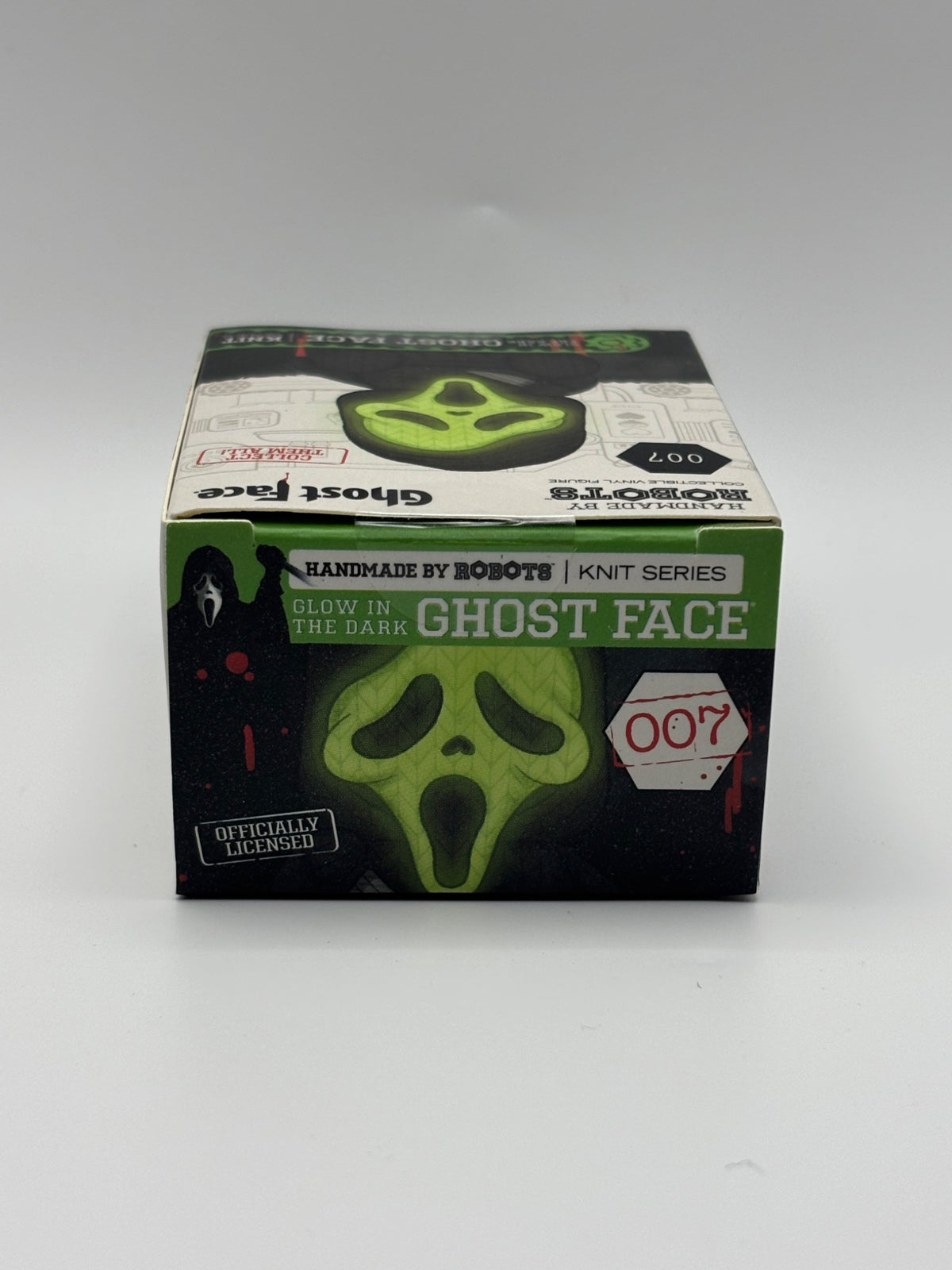 Handmade by Robots Ghost Face glow in the dark Micro Vinyl figure #007 box top