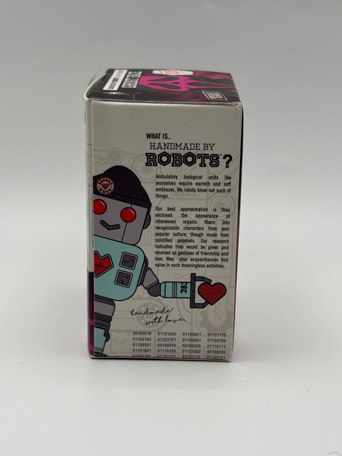Handmade by Robots Ghost Face pink Micro Vinyl figure #006 side