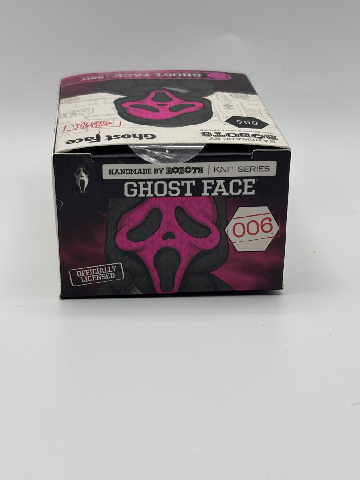 Handmade by Robots Ghost Face pink Micro Vinyl figure #006 box top