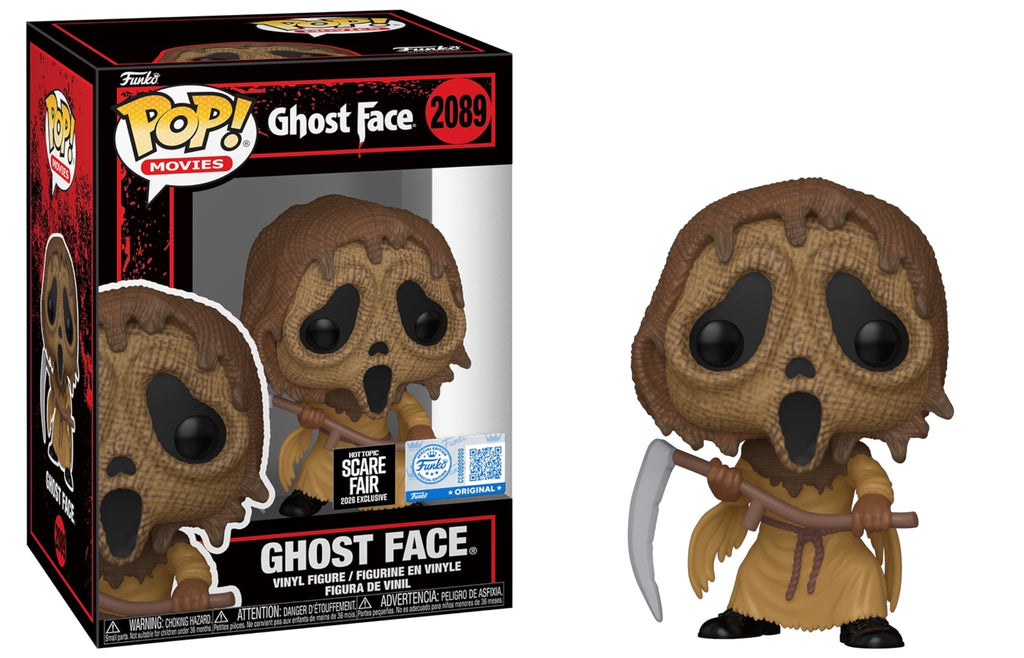 Funko Pop! Movies Ghost Face Scarecrow Mask 2089 with its Hot Topic Scare Fair 2026 Exclusive box