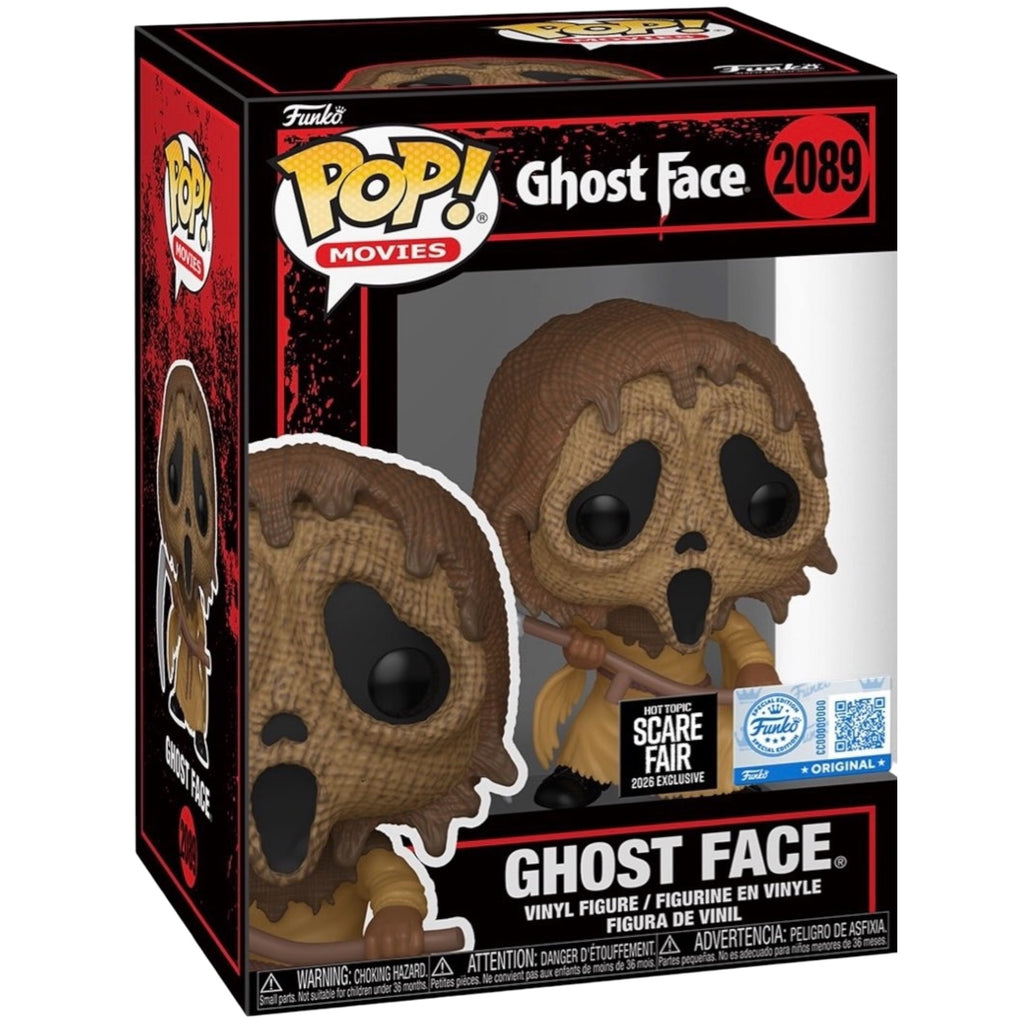 Ghost Face Scarecrow Mask Funko Pop! Movies 2089 box with Hot Topic Scare Fair 2026 Exclusive sticker