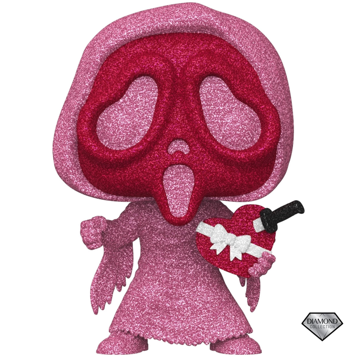 Ghost Face Valentine's Day Funko Pop! #1725 Diamond Collection, pink glitter figure holding a heart, figure only