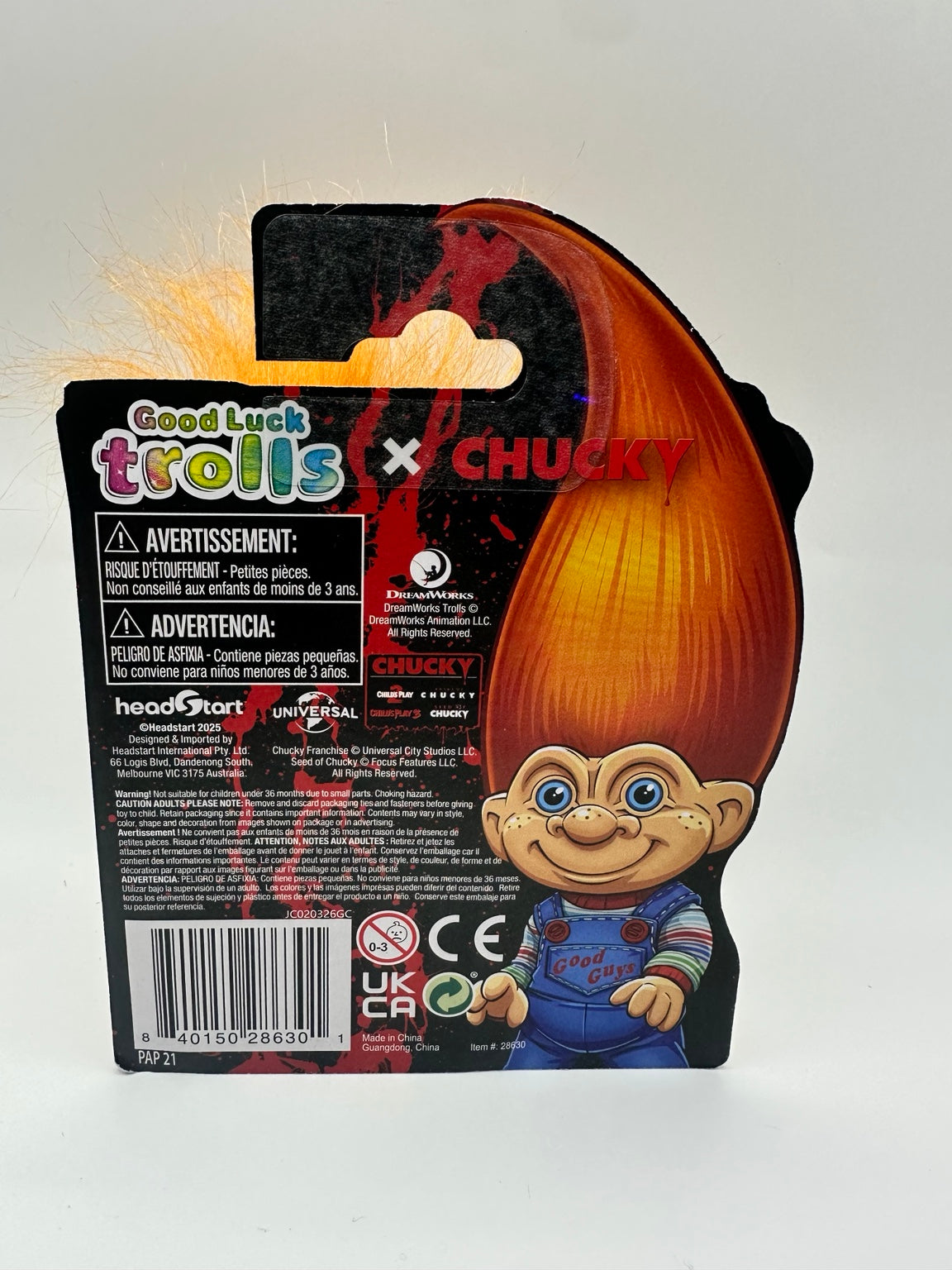 Good Luck Trolls x Chucky collectible figure back