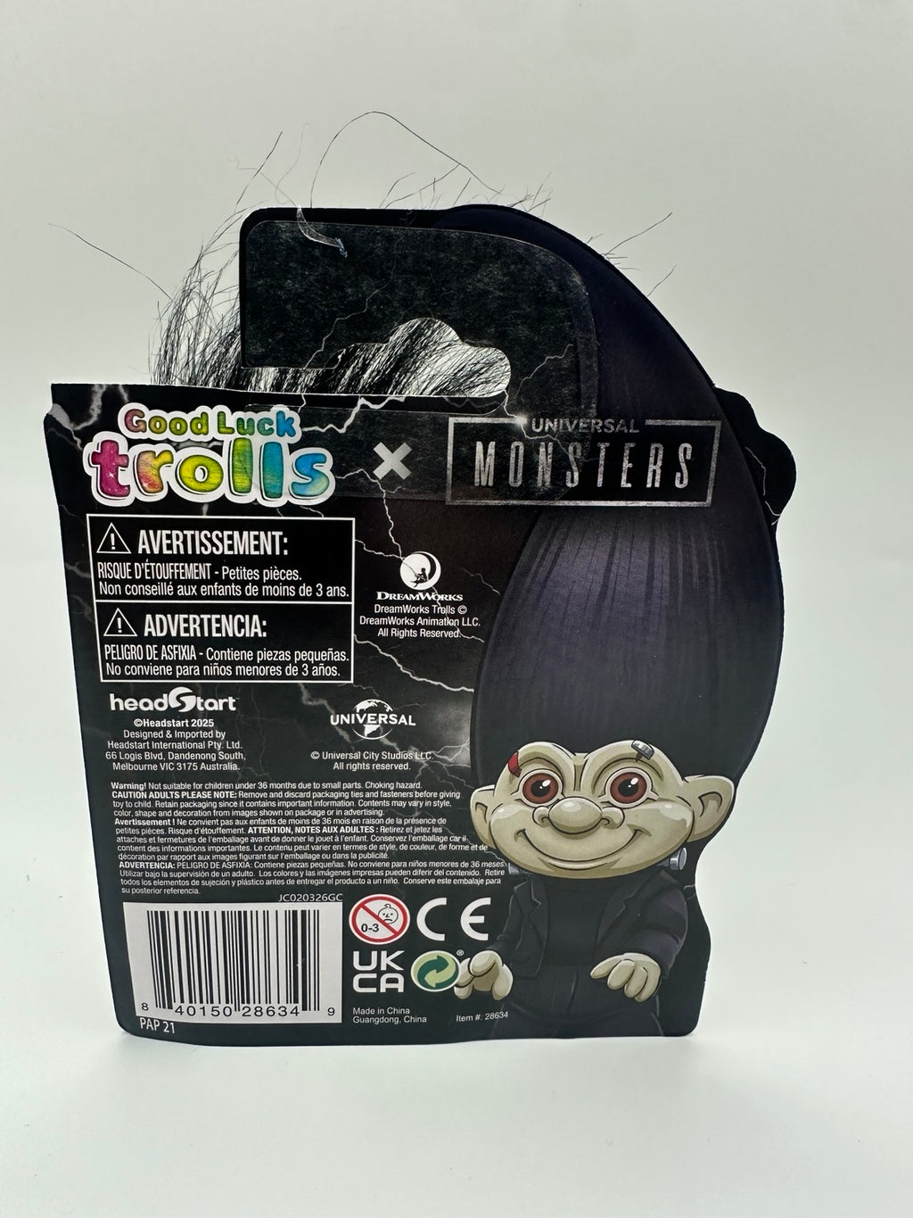 Good Luck Trolls x Universal Monsters Frankenstein's Monster figure back