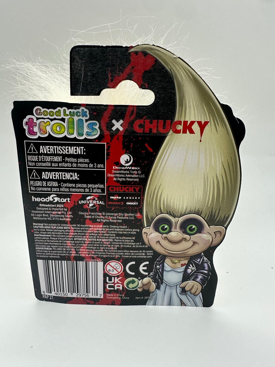 Good Luck Trolls x Chucky Tiffany Valentine figure back