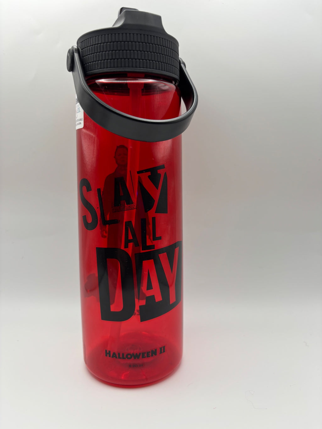 Halloween II Michael Myers red Zak Designs 30 oz water bottle Slay All Day back