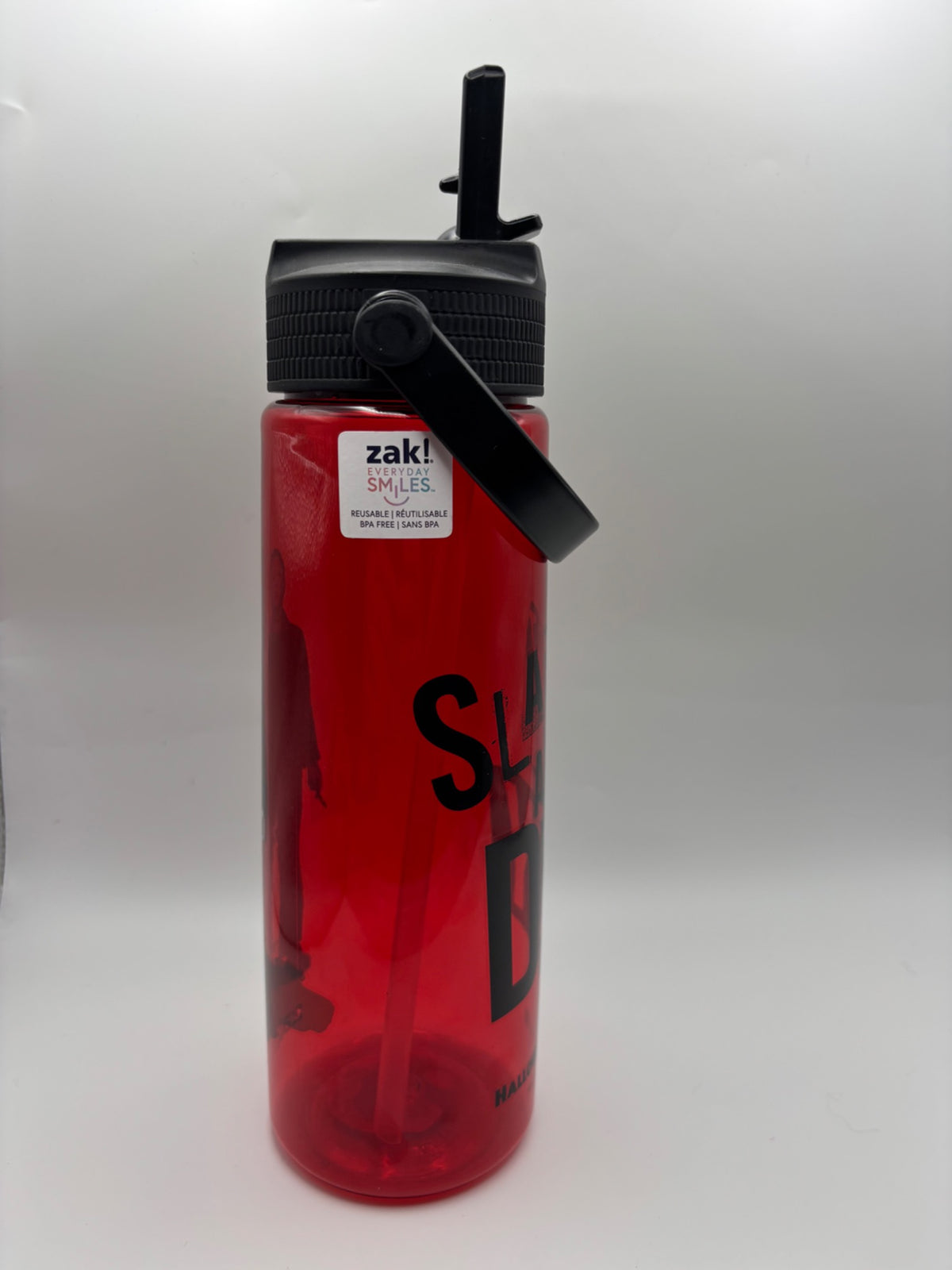 Halloween II Michael Myers red Zak Designs 30 oz water bottle side with straw