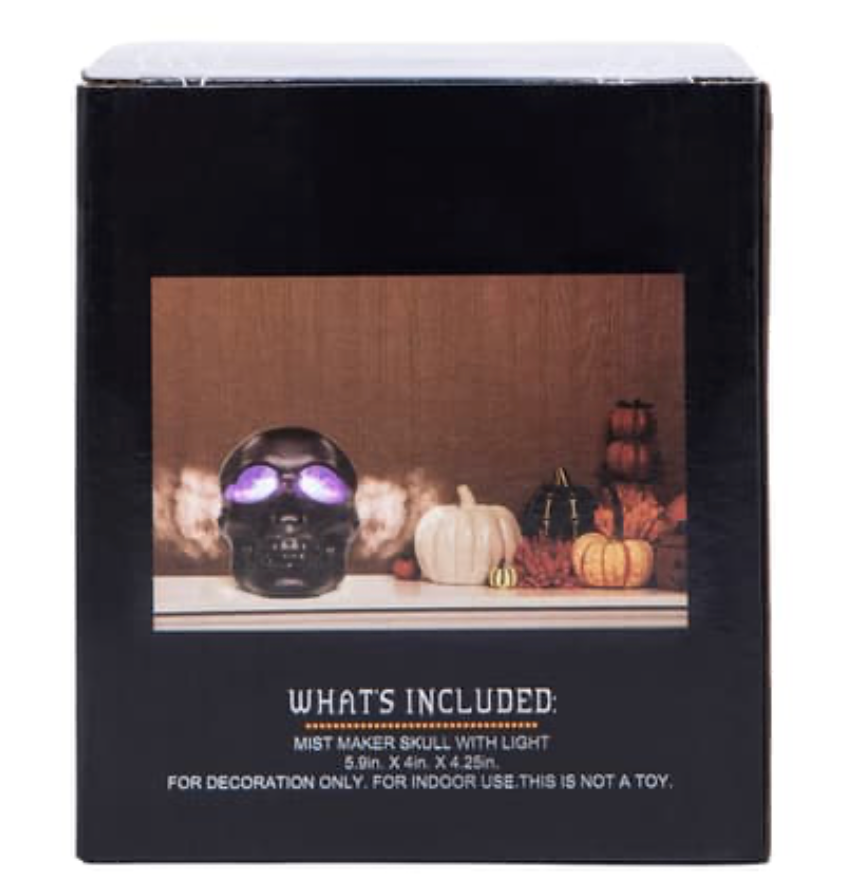 Halloween Mist Skull box contents and dimensions