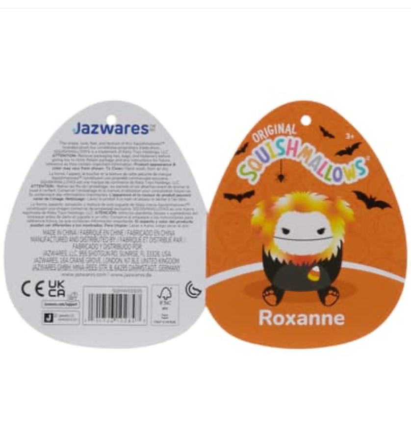 Roxanne Squishmallow original hang tag front and back Jazwares Halloween 2026
