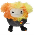 Roxanne the Sasquatch Squishmallow 5 inch Halloween plush with orange yellow shaggy fur and candy corn front view