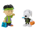 Peanuts Halloween Perfect Pairs 2-pack figures Charlie Brown as Frankenstein and Snoopy as skeleton with pumpkin bucket