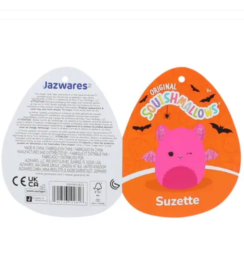 Suzette Squishmallow original hang tag front and back Jazwares Halloween 2026