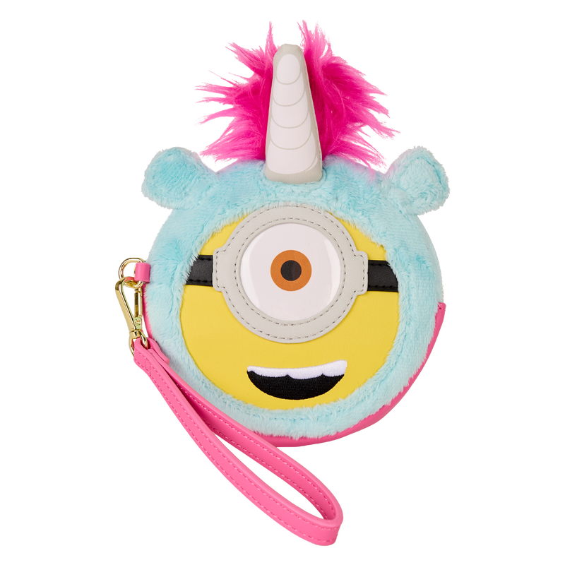 Minions Fluffy Unicorn Exclusive Costume Plush Wristlet Wallet — front view