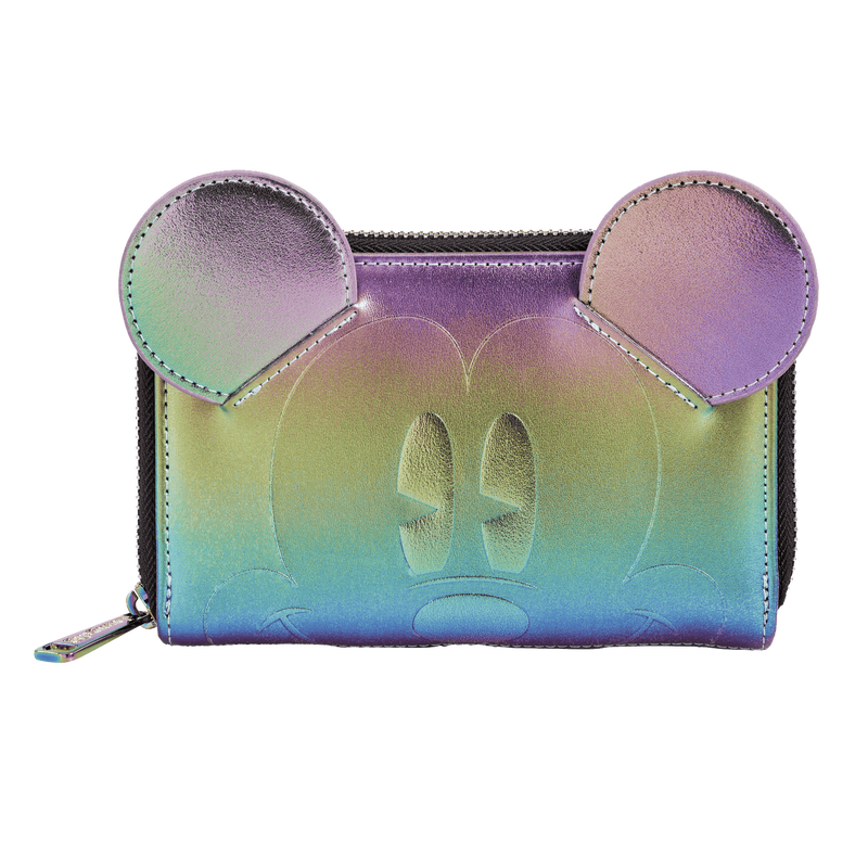 Mickey Mouse Oil Slick Iridescent Cosplay Zip Around Wallet — front view