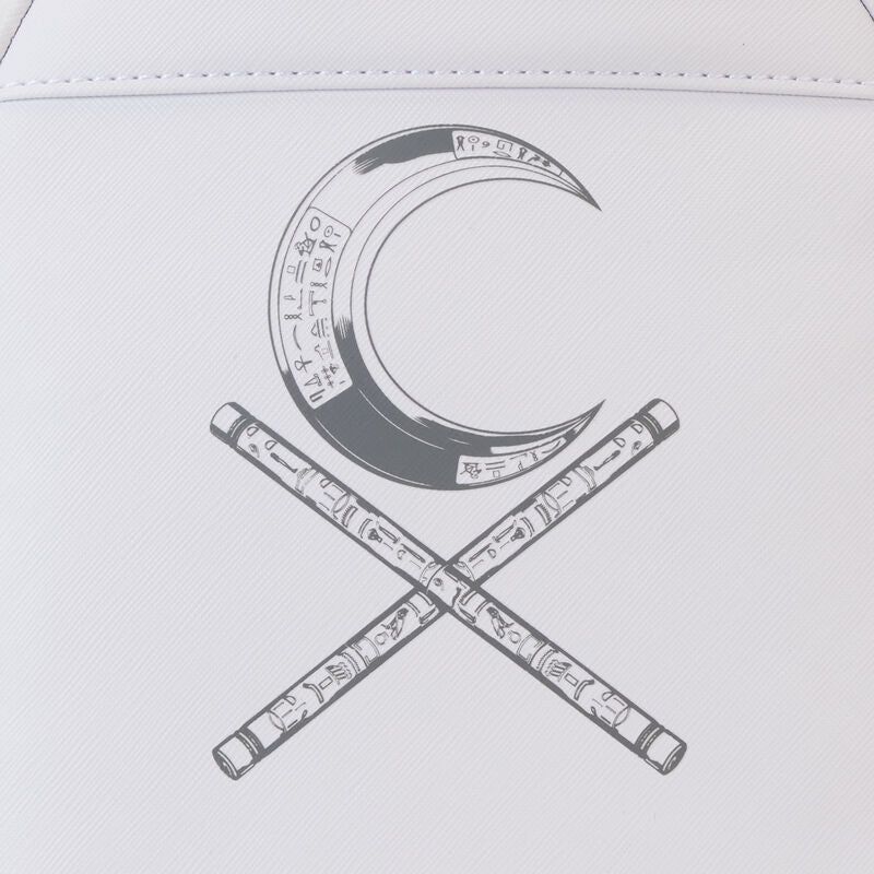 Loungefly C2E2 2024 Mr. Knight light-up mini backpack — crescent dart and crossed batons detail