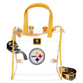 NFL Pittsburgh Steelers Clear Convertible Backpack & Tote Crossbody Stadium Bag — front view