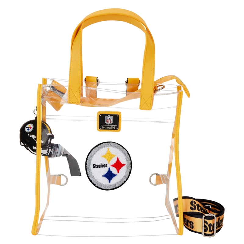 NFL Pittsburgh Steelers Clear Convertible Backpack & Tote Crossbody Stadium Bag — front view