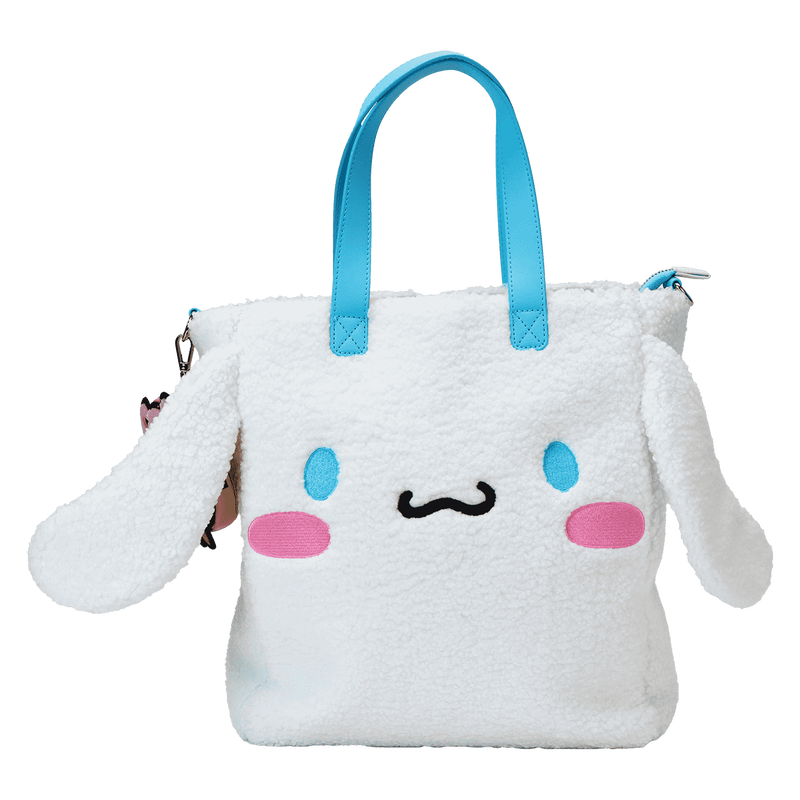 Sanrio Cinnamoroll Cosplay Sherpa Tote Crossbody Bag with Coin Bag — front view