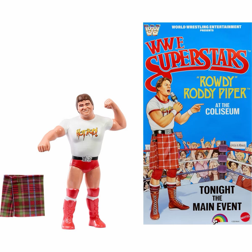 Roddy Piper figure with removable plaid kilt and collectible poster