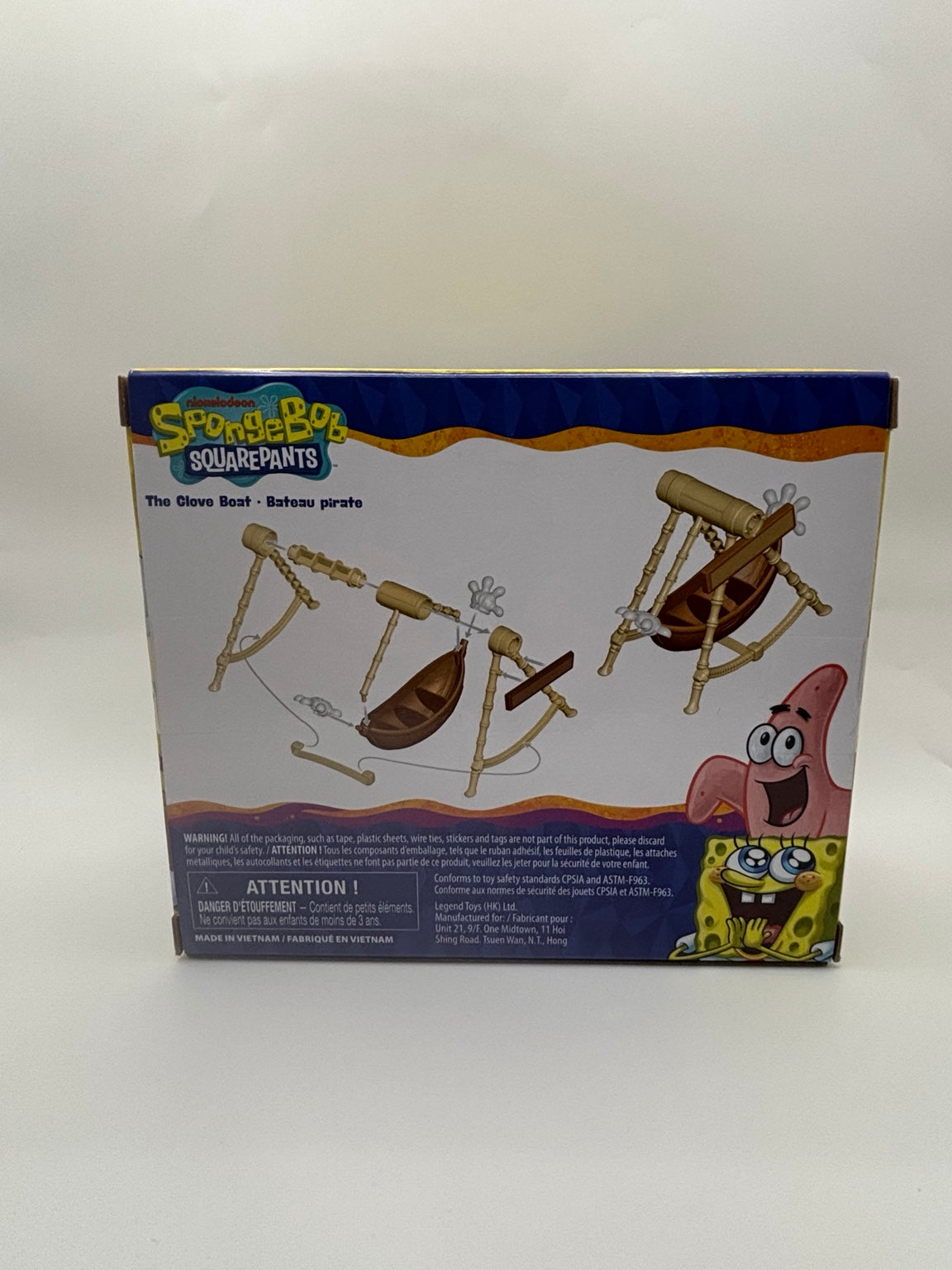 SpongeBob SquarePants The Glove Boat playset box back with assembly illustration
