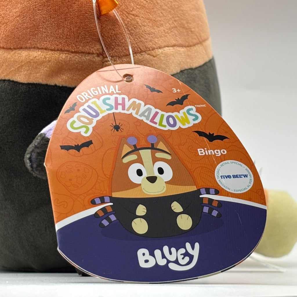 Squishmallows Bluey Bingo Halloween spider costume plush product tag