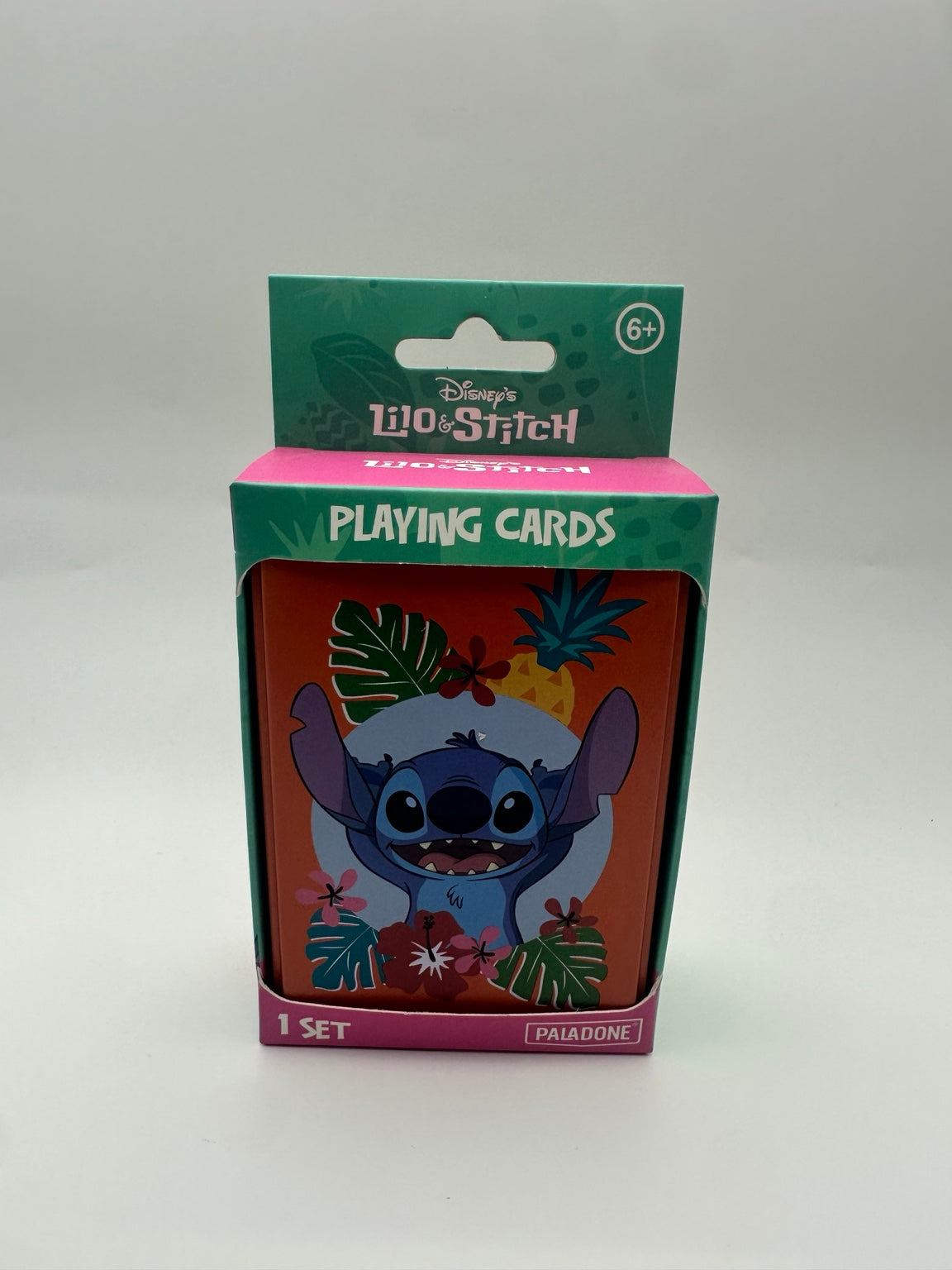 Included Paladone Disney Lilo and Stitch playing cards in a tin