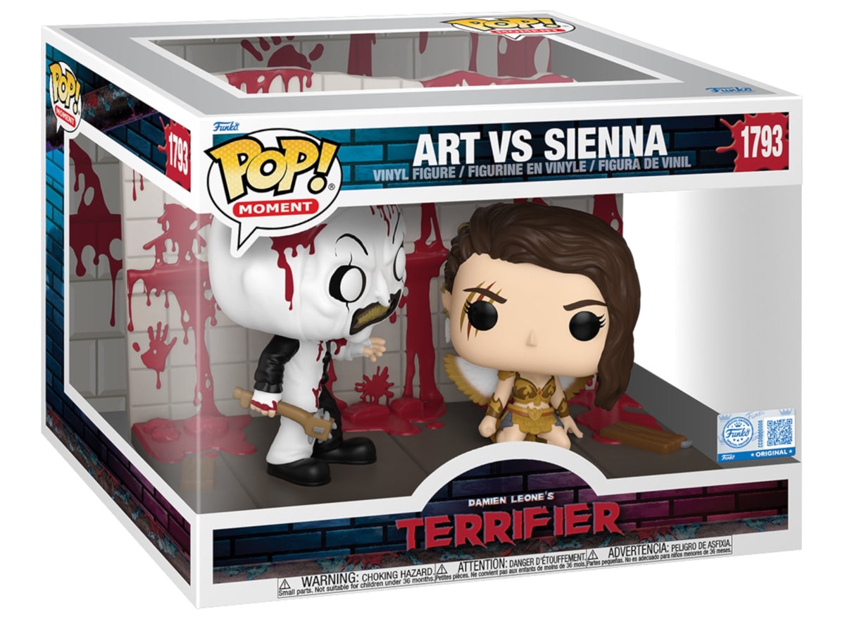 Terrifier Art vs. Sienna Funko Pop! Moment #1793 in its display box