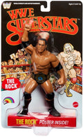 WWE LJN Superstars The Rock Black Card Chase figure with championship belt and poster in original packaging